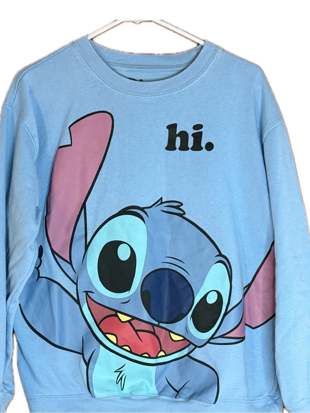 Disney Lilo & Stitch "Hi" Light Blue Graphic Sweatshirt XL